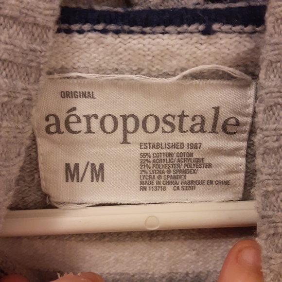 Aeropostale grey & white hooded jacket medium - Picture 3 of 7